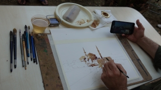 Suluboya sanatçıları kahve ile resim yaptı