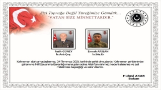 Milli Savunma Bakanı Akar’dan şehit askerler için başsağlığı mesajı