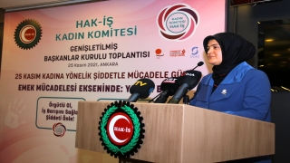 Hakİş Genel Başkanı Arslan, ”Kadına Yönelik Şiddetle Mücadele Günü” toplantısında konuştu: