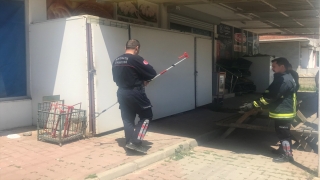 Antalya’da marketin deposuna giren yılanı bir vatandaş yakaladı