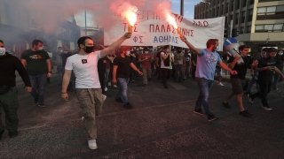 Yunanistan’da, Terör Devleti İsrail’in Mescidi Aksa’ya yönelik saldırıları protesto edildi